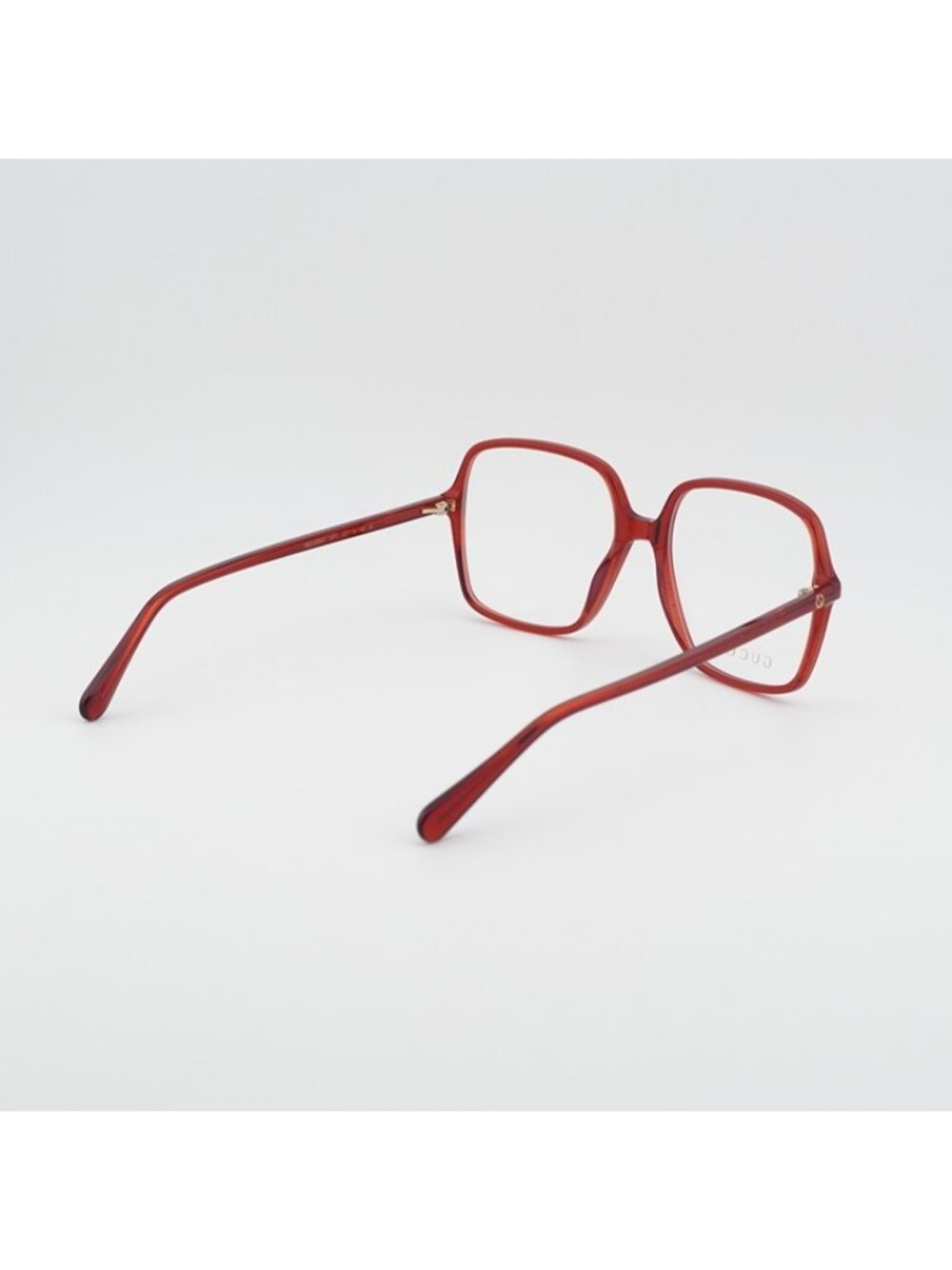 Gucci GG1003O 011 Eyeglasses Shiny Transparent Red 53mm Square Frame - Picture 9 of 10